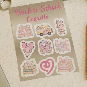 Back to School Coquette Sticker Set – 37 Laminated Pastel Bookish Designs